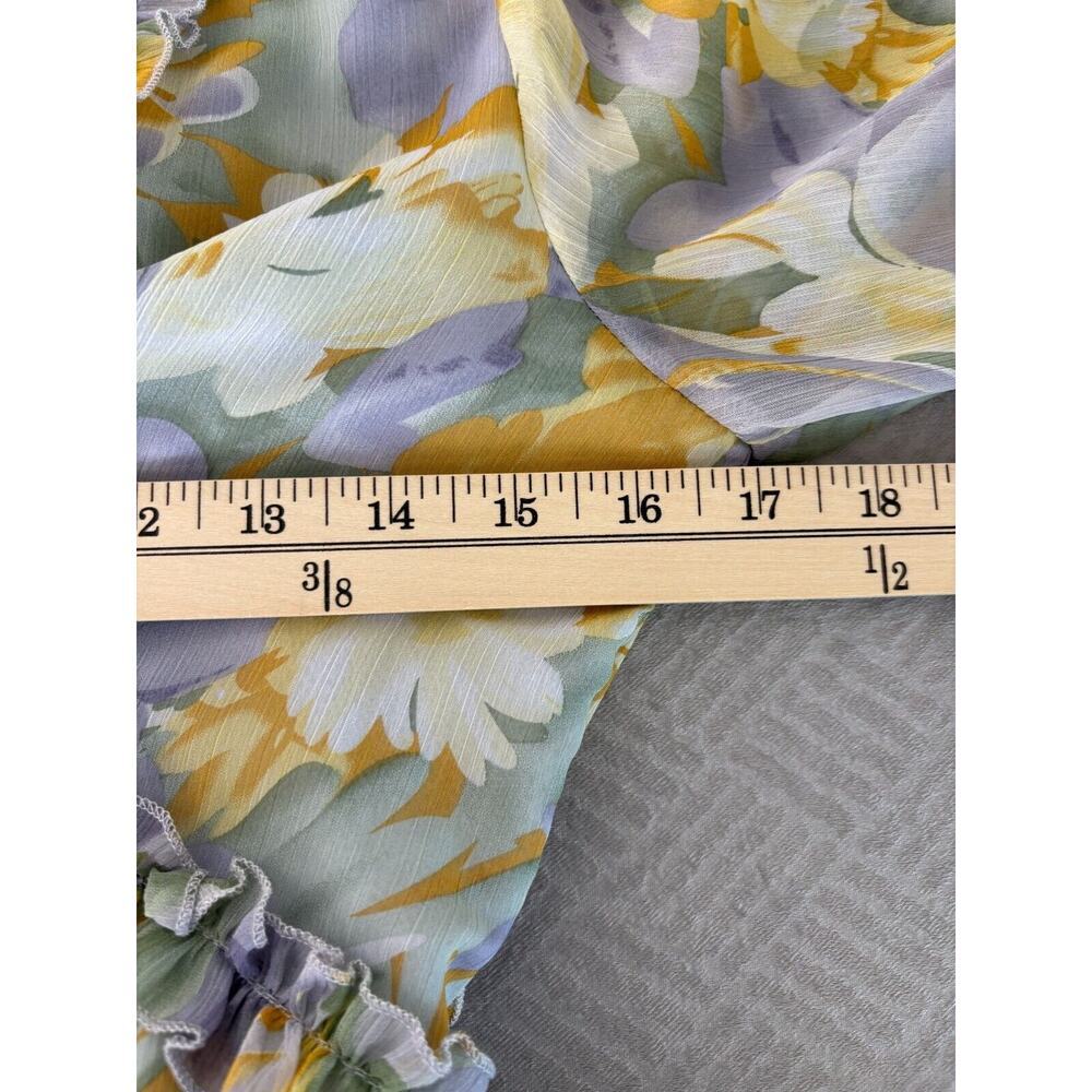 Saints + Secrets Yellow Purple Pastel Floral Ruffle Mini Dress Fairycore Sz S - Picture 12 of 14